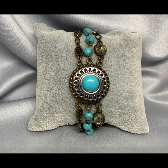 💗Bronze Bead & Chain Ginger Snaps & Co. Snap Button Bracelet with 2 Charms - Picture 9 of 13